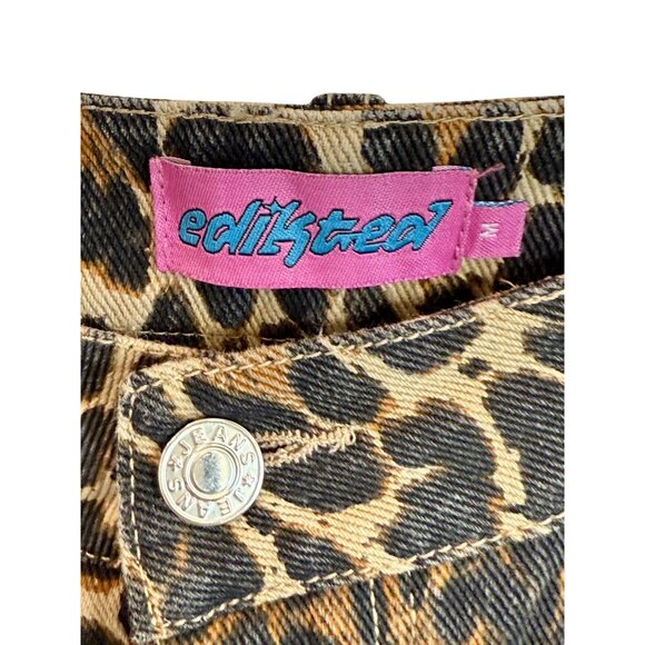 Edikted Leopard Print Mid Rise Straight Leg Jeans - Size M - Picture 9 of 9